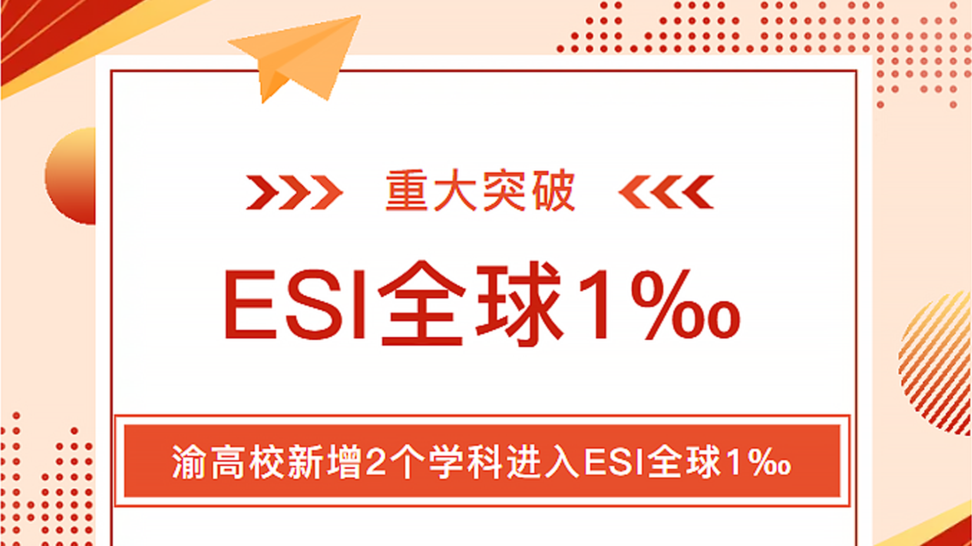 重大突破！在渝高校新增2个学科进入ESI